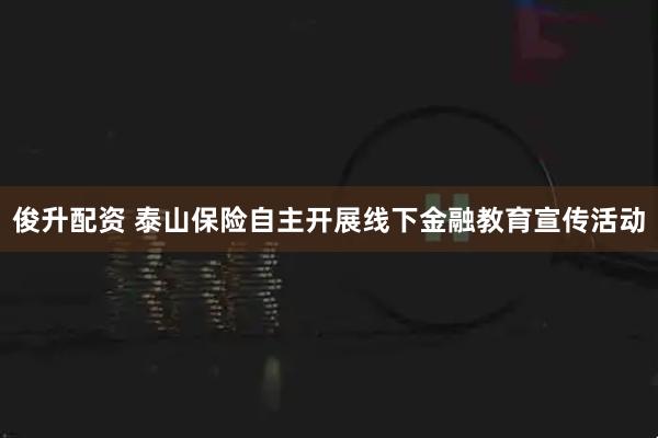 俊升配资 泰山保险自主开展线下金融教育宣传活动