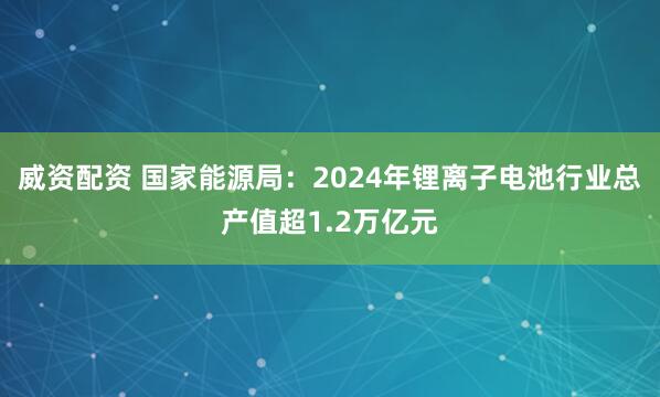 威资配资 国家能源局：2024年锂离子电池行业总产值超1.2万亿元